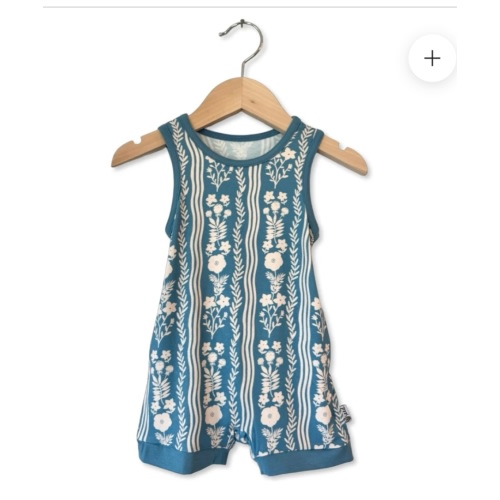Whimsy Blue Sleeveless Shorty Romper