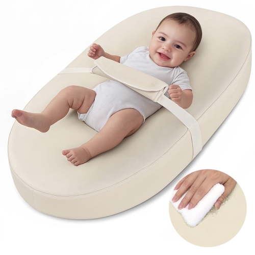 "Caveen Baby Changing Pad, Waterproof PU Cover, Non-Slip Bottom, Portable, Beige, 31.5""x15.75"