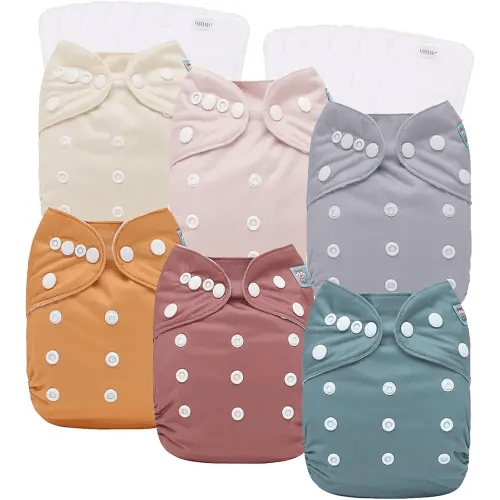 ALVABABY 6BM109-CA Lot de 6 couches en tissu avec 12 inserts réutilisables lavables et poche réglable pour nouveau-né garçon et fille