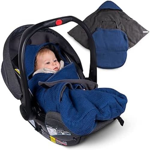 SWADDYL Car seat Blankets for Babies - Car seat Covers for Babies Winter - Carseat Swaddle Blanket - Stroller Bunting Bag for Infants -Universal Fit for Baby Car Seat (Waffle Blue)