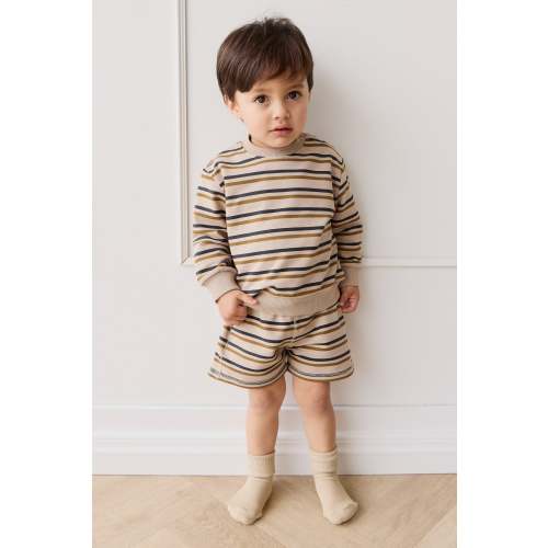 Organic Cotton Jalen Shorts - Raynor Stripe Pale Khaki