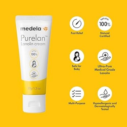 Amazon.com : Medela Purelan Lanolin Nipple Cream, Fast Relief for Sore Nipples & Dry Skin During Breastfeeding, Safe for Breastfeeding Baby, Natural, Hypoallergenic, Fragrance-Free, 37g : Baby
