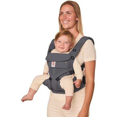 Ergobaby Omni Classic Baby Carrier Newborn to Toddler - Breathable Baby Carriers for Summer - All-Position Carrier with Lumbar Support (7-45 Pounds), Mesh, Charcoal Grey