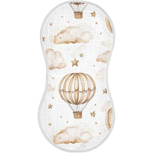 xigua Watercolor Hot Air Balloons Muslin Baby Burp Cloths Set of 2, Super Soft & Absorbent Burping Rags, Cotton Burp Clothes Shower Gift for Newborn, Baby Girls and Boys