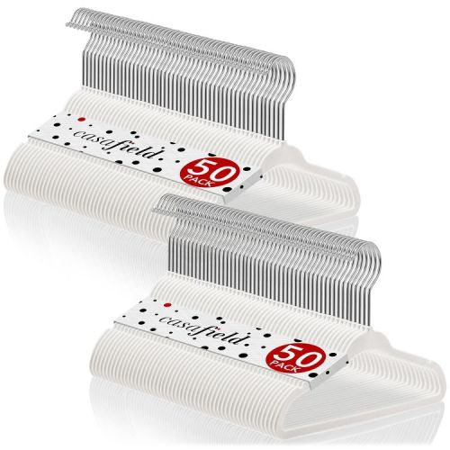 Casafield 11" Velvet Baby Hangers for Infant & Toddler Clothes, Ivory - Set of 100