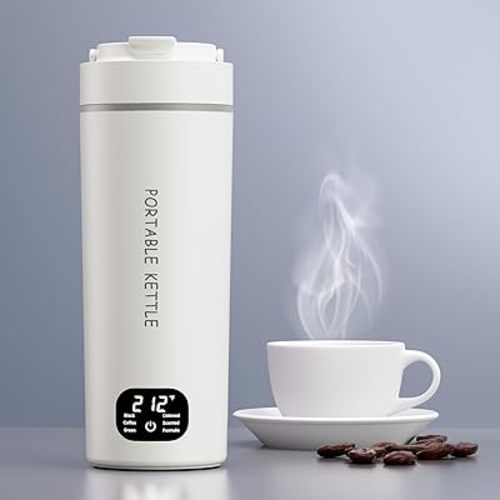Dual Voltage Portable Electric Kettle Travel Hot Water for Tea, Coffee, 6 Temperature Controls and LCD Display, 316 Stainless Steel and 450ml, Auto Shut Off & Boil Dry Protection