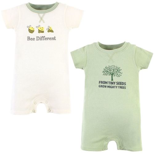 Touched by Nature Unisex Baby Organic Cotton Rompers, Bee Different, 9-12 Months
