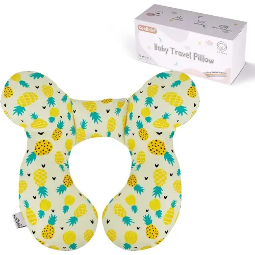 KAKIBLIN Baby Neck Pillow, Upgraded Baby Support Pillow,Baby Neck Support Pillow for Carseat, Newborn Neck Support for Car Seat,Pushchair,Travel (Pineapple)
