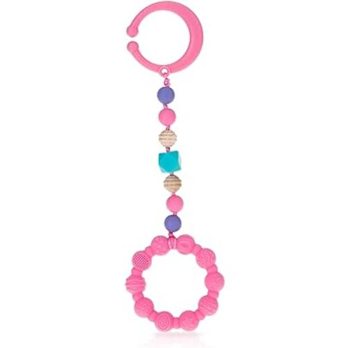 Nuby Soft Silicone Tagalong Teether Ring (Pink)