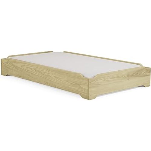 Stackable Twin Wooden Bed Floorbed Frame - Easy to Assemble Solid Pine Bed Frame