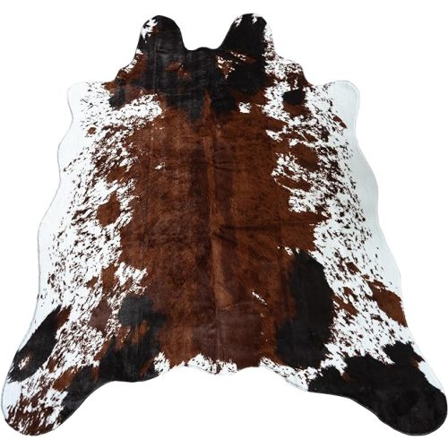 MustMat Cowhide Rug Faux Cow Shaped Rug Western Decor for Home Approx 4.5' x 6.2'