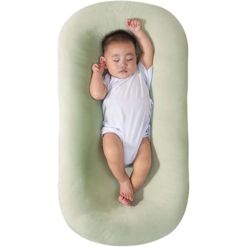 Baby Lounger Pillow for Newborn, Newborn Lounger Nest Sleeping for Baby in Bed, Infants Lounger for Boys & Girls (Green, 29.5 * 19.3in)