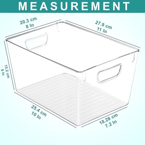 Extra Large Pack of 4 Utopia Kitchen Clear Organizer Bins - 4 Pack Pantry Organizers and Storage Bins - Extra Large Clear Storage Containers for Organizing - Clear Storage Bins For Fridge, Kitchen Organization and Storage