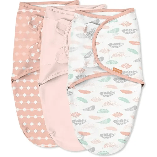 SwaddleMe by Ingenuity Original Swaddle - Size Small/Medium, 0-3 Months, 3-Pack (Coral Days)