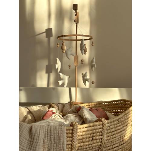 Birds White Baby Mobile - Baby Girl and Boy Mobile - Felt Baby Crib Mobile - White Mobile for Nursery - Gender Neutral Nursery Mobile