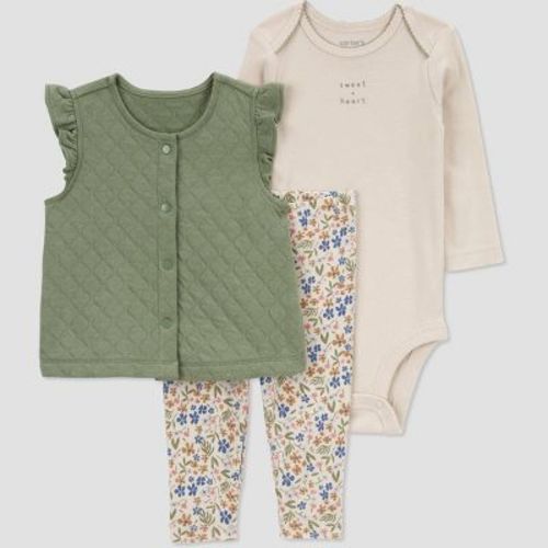 Carter's Just One You® Baby Girls' Floral Top & Bottom Set - Green, Size: 18M