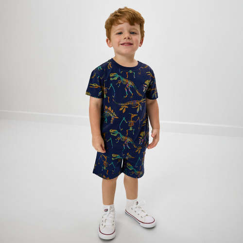 Fossil Quest Drawstring Shorts | Little Sleepies