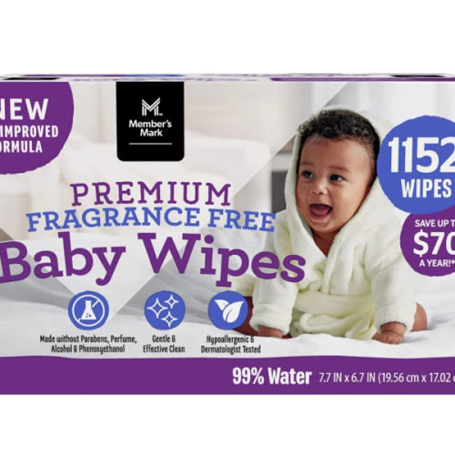 Member's Mark Premium Baby Wipes, Fragrance Free, 12 pk., 1152 Wipes - Sam's Club