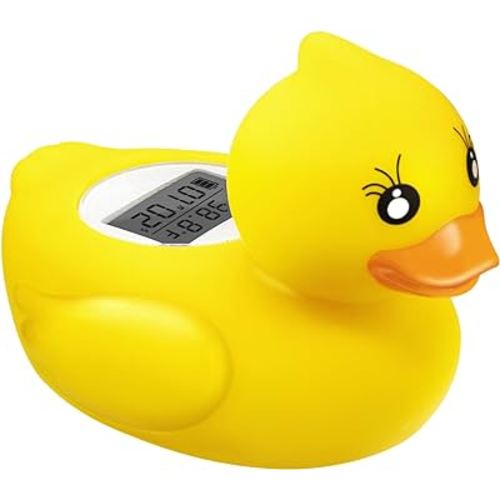 Baby Bath Tub Water Thermometer - (Upgraded Version) Digital Water Temperature Thermometer & Room Thermometer, Duck Floating Toy for Infant Toddler Bathtub Pool with Temperature Warning