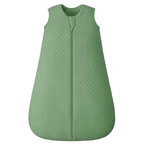 FIEMOL Baby Sleep Sack 6-12 Months 2.5 TOG, Winter Cotton Sleep Sacks Newborn and Infant, Warm Quilted Baby Wearable Blanket, Newborn Sleeping Bag with 2-Way Zipper Green 1 Pack