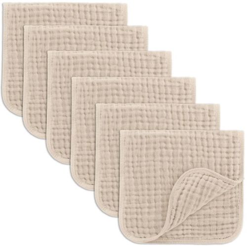 Muslin Burp Cloths Large 100% Cotton by Comfy Cubs (Sand, Pack of 6)