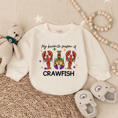 Mardi Gras Crawfish Baby Bubble Romper, Mardi Gras Baby Outfit, Mardi Gras baby girl outfit, Newborn Bodysuit, Infant Clothes, Baby Clothes