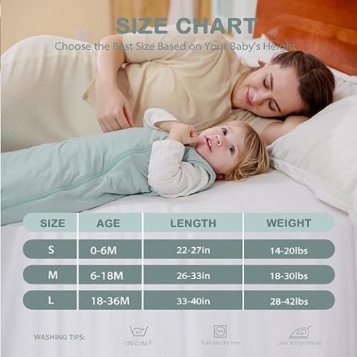Mosebears Unisex Baby Sleep Sack 1.0 TOG, Supersoft Rayon Made from Bamboo Wearable Blanket with 2-Way Zipper (Calm Sage,0-6 Months)