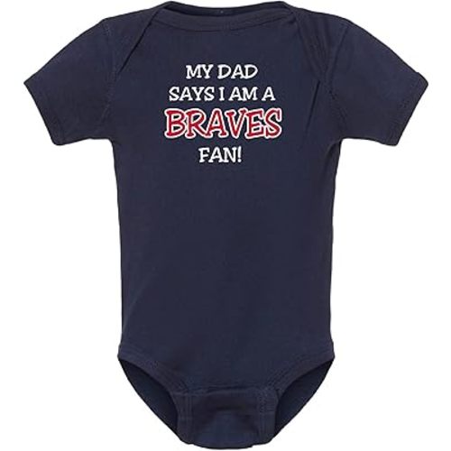 Curiositees My Dad Says I am a Braves Fan Baby Boy Bodysuit Romper Outfit - Navy