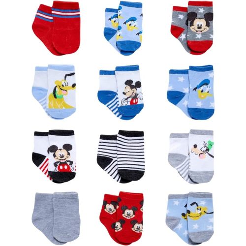 Disney Baby Boys’ Socks - 12 Pack Mickey Mouse, Winnie The Pooh, Lion King, Toy Story (Newborn/Infant)