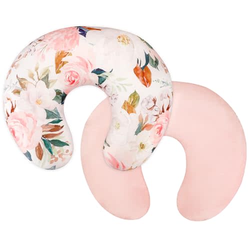 DILIMI Nursing Pillow Cover, Soft Stretchy Nursing Covers for Breastfeeding Pillows, 1 Pack Reversible Removable Slipcover for Baby Boy and Girls, Floral