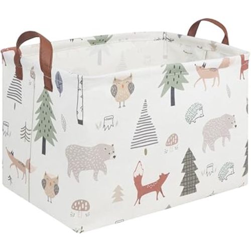 FXOLCSHE Rectangular Animals Basket,Waterproof Storage Bin for Bedroom,Nursery Hamper,Storage Bin for Boys Room Decor,Gift Basket,Animal Room Decor(Animals)