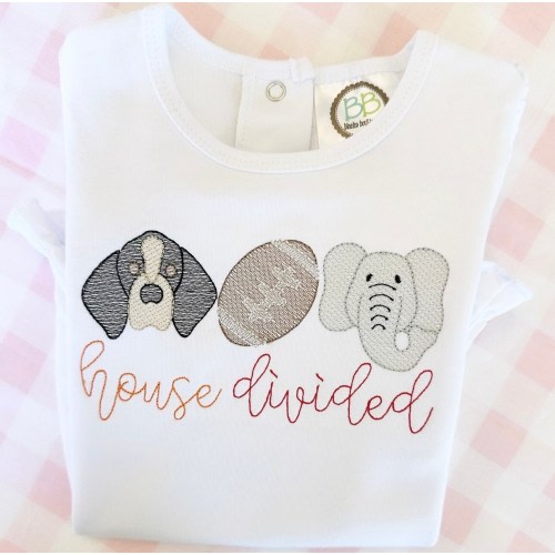 House Divided Coonhound Elephant Shirt, Toddler Outfit, House divided Football Bodysuit, Football Bubble, Personalize
