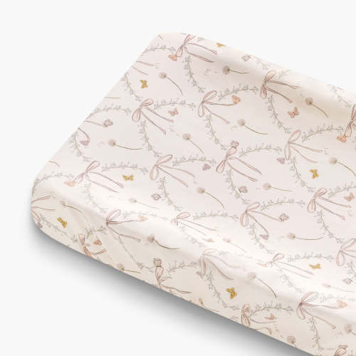 Bows & Butterfly Kisses Changing Pad Cover - Pink | Gooselings