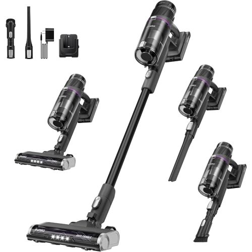 Eureka ReactiSense 350W Anti-Tangle Cordless Stick Vacuum, NEC440BK | Floor Sense + React, Up to 60-Min, Lightweight, Anti-Allergen HEPA, Swivel Steering, For Pet Hair, Hard Floors & Carpets
