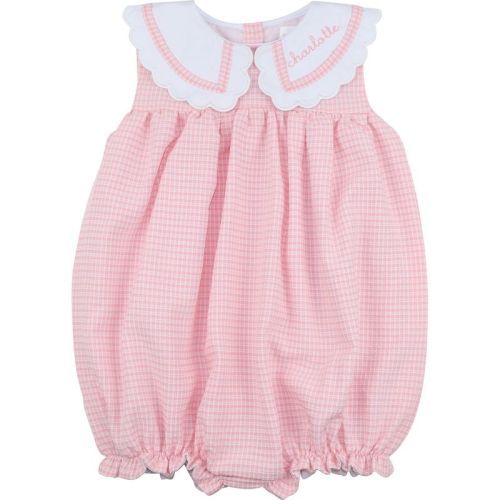 Pink Seersucker Scalloped Bubble - sz 6M