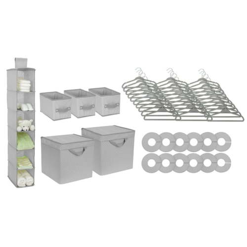 Delta Children Nursery Storage 48 Piece Set - Easy Organization Solution, Dove Grey