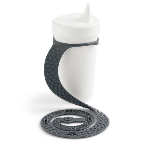 BooginHead Silicone SippiGrip Sippy Cup Holder, Infant Toddler Boys and Girls, Charcoal Gray