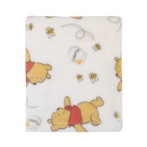 Disney Winnie the Pooh Plush Ivory Baby Blanket