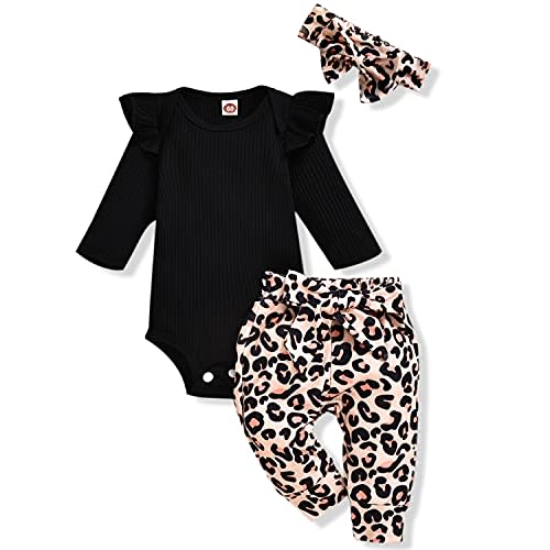 Aalizzwell Preemie Newborn Infant Baby Girls Clothes Ribbed Romper Bodysuit Pants Set Fall Winter Outfits