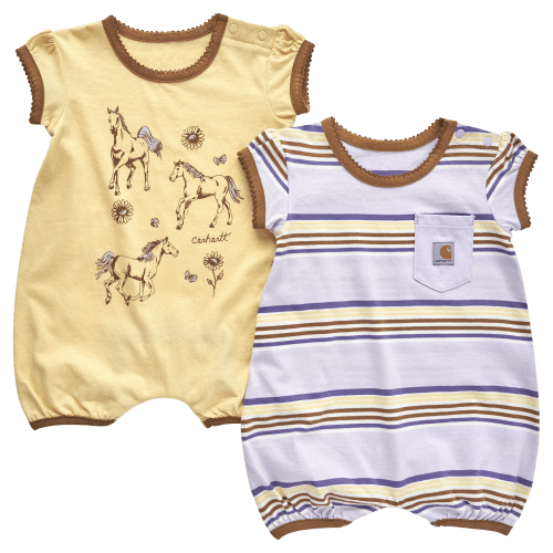 Carhartt Outlined Horse Print Short-Sleeve Romper 2-Piece Set for Babies