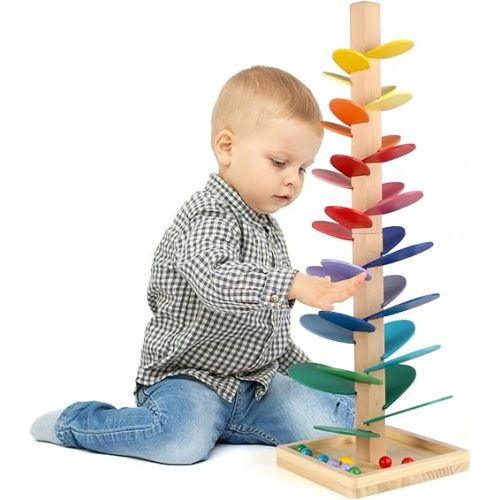 Wooden Music Tree Toy for Kids, Marble Ball Run Track Game for Toddlers, Marble Tree Educational Montessori Toy Boy Girl Gifts