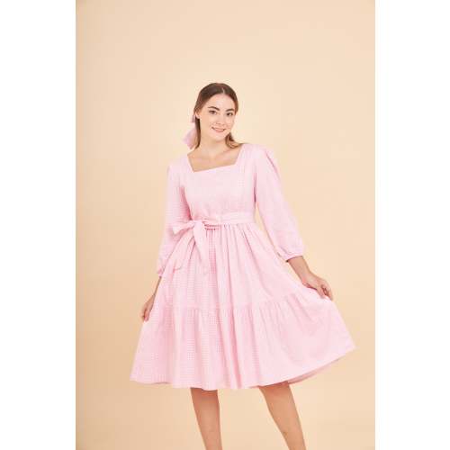 Embrace Long Sleeve Dress with Nursing Zippers in Pink Gingham (Final Sale)