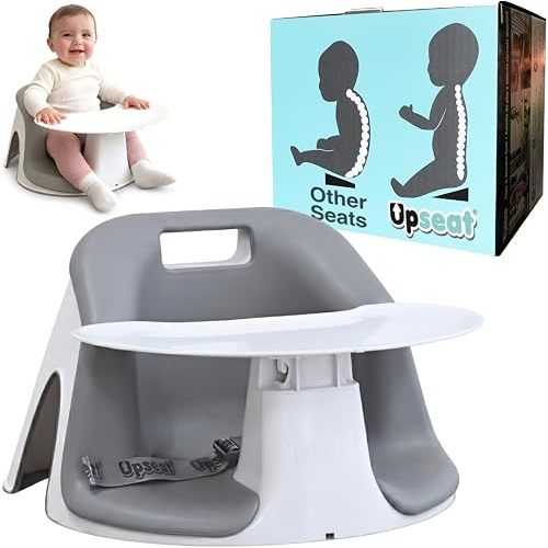 Upseat Core Ergonomic Baby Floor Seat with Removable Tray & Cushion, Lightweight Portable Infant Sitting Chair for Upright Posture & Healthy Hip Development, Easy-Clean Design