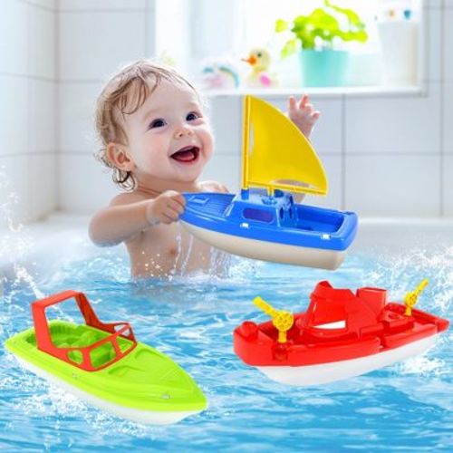 Toy Boats, 3 PCS Boat Bath Toy Toddler Pool Toys, Toy Boats for Water Play Plastic Toy Boats for Toddlers 1-3