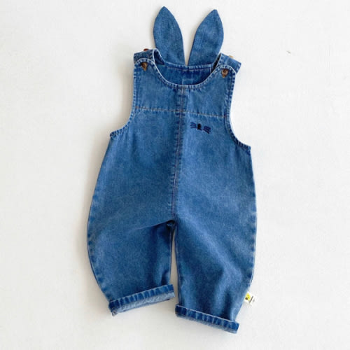 Hop & Play Denim Bunny Jumpsuit – Cute Baby Overalls with Ears & Pom Pom Tail – Danny and Sarah