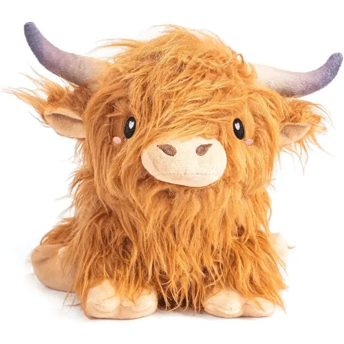 Brown Highland Cow Microwavable Unscented Heating Pad for Women & Kids - Cute Soft Cozy Pillow Plush Heatable Warm Stuffed Animals - Kawaii Hot & Cold Plushie Toy - Highland Cow Gifts for Girls & Boys
