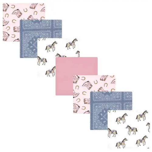 Hudson Baby Unisex Baby Cotton Flannel Receiving Blankets 7-Pack Bundle, Cowgirl, One Size