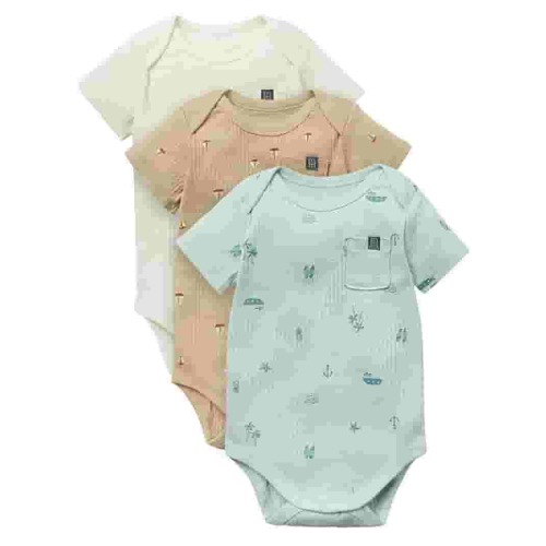 Modern Moments by Gerber Baby Neutral Organic 3-Pack Short Sleeve Bodysuits, 0/3 Months - 24 Months