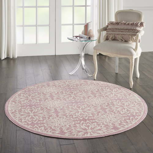 Walmart Bliss Modern Floral Ivory/Pink 5'3" x Round Area Rug, (5' Round)