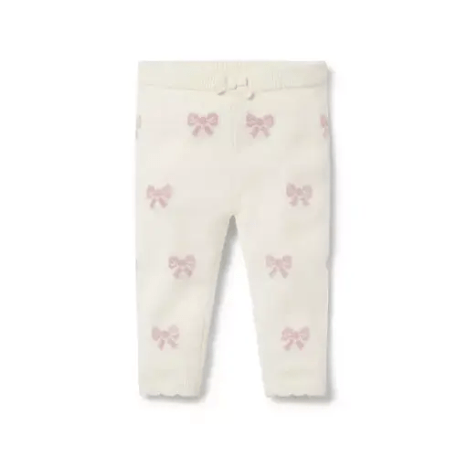 Newborn Antique White Bow Baby Bow Sweater Pant by Janie and Jack